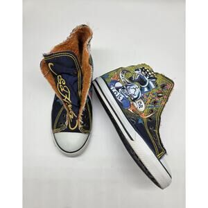 Ed Hardy Sherpa Sneakers Sz US 6 Eur 37 Vtg Death Or Glory Laceless